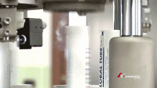 tube filling machine in operation